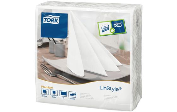 9411264 Tork 127180 Serviett TORK linstyle 39cm hvit (50) 